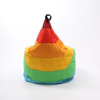 unique rainbow patchwork beanbag made by Oskar Perek vey comfortable