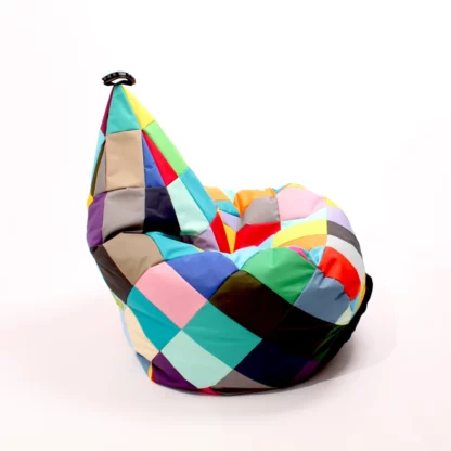 colorful patchwork beanbag made by designer Oskar Perek
